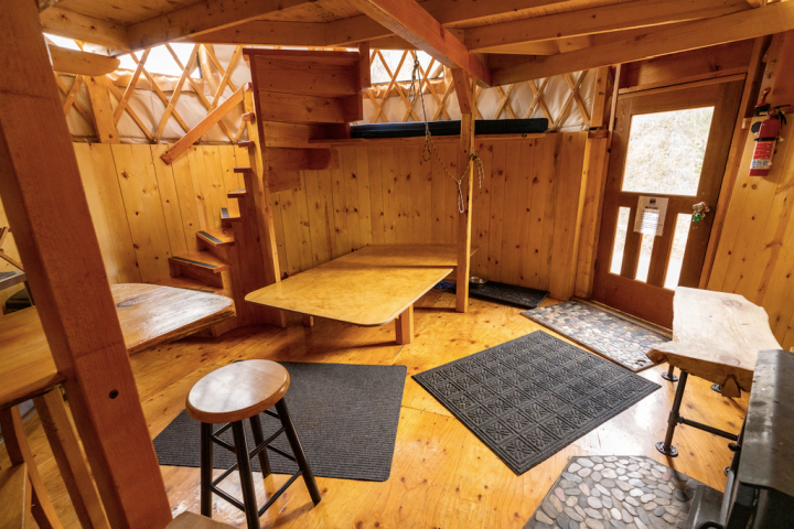 a wooden dining table